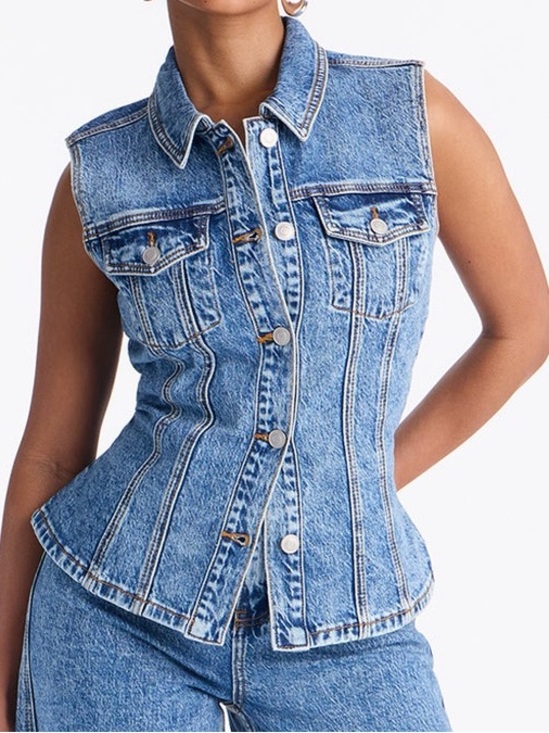 Fashion Nova Jackets & Blazers - Fashion Nova Fitted Blue Denim Vest